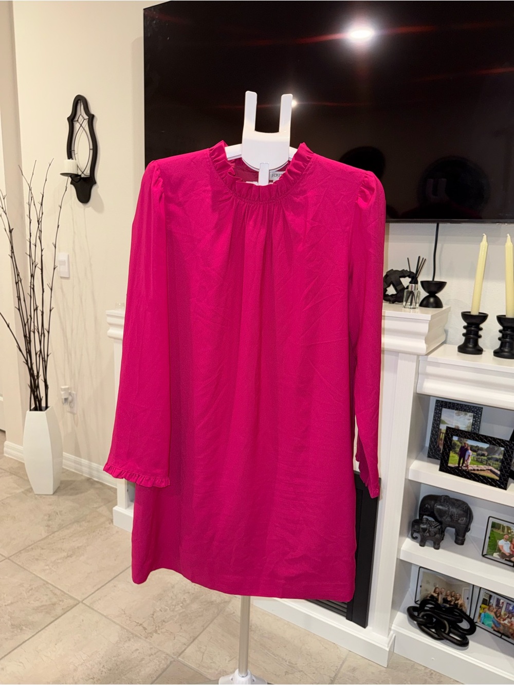 J. Crew Bright Fuchsia Long Sleeve Shift Dress Size 14